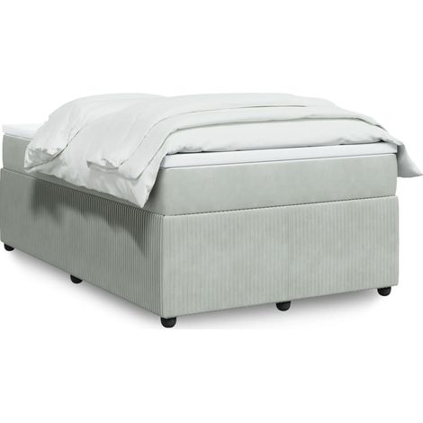Cama box spring con colchón terciopelo gris claro 120x190 cm vidaXL (1/5)