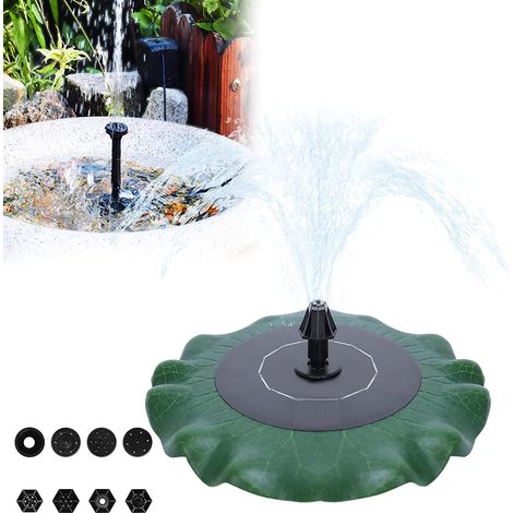 Fontaine Solaire - Pompe à Eau Solaire - Décoration en Feuille de Lotus avec Buses de pulvérisation - Pompe Solaire de 1,4 W - pour Jardin (1/5)
