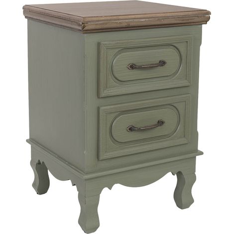 Mesita de noche de madera verde 37x33.5x53h cm (1/5)
