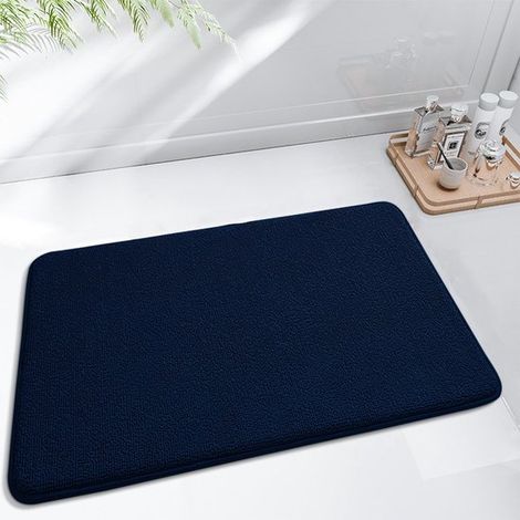 Badematte aus Memory-Schaum, weich und rutschfest, waschbar, verdickte, saugfähige Badematte, geeignet für Duschen - 40 x 60 cm, marineblau. (1/5)