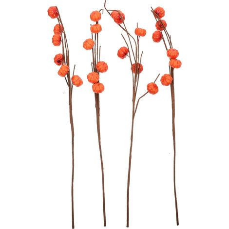 4 Ensembles 6 Branches De Citrouille Décorations De Récolte Peluche Emporte-pièces d'halloween Fausse Citrouille Décor d'halloween Fait À La Main Mousse Orange 4 Pièces 4 (1/5)