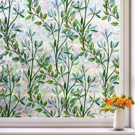 Film Fenetre Anti Regard Film Occultant Fenêtre Film Fenetre Film Electrostatique Vitre Film Occultant Fenetre Vitrail Autocollant Film pour Vitre Window Film Vert Vinyle - 44.5x200cm