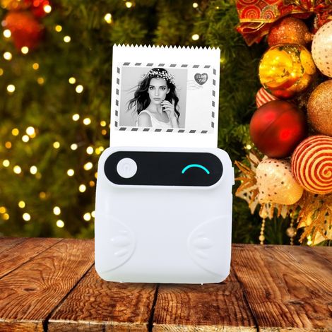 Mini imprimante de poche sans fil BT, portable et instantanée, pour papier thermique, reçus, étiquettes et autocollants. Compatible avec smartphones Android, iOS et Windows. Idéale pour les notes, les (1/2)