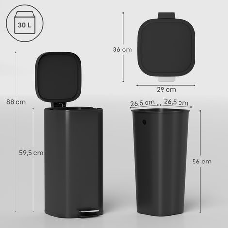 30L Küchenmülleimer Pedaleimer mit Deckel, Soft-Close- und Offenhalte-Funktion für Küche, Zuhause (1/5)