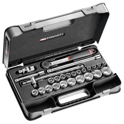 Valigetta regalo DBOX 26 pezzi Cricchetto impermeabile e boccole 1/2 esagonali metriche FACOM - S.161-4P6PB