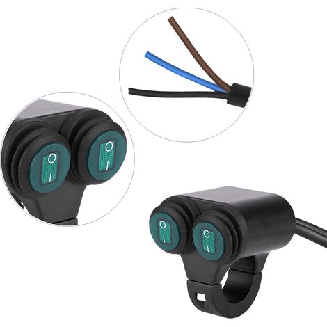 Interrupteur double bouton universel 22mm pour guidon moto, phare, feu stop, antibrouillard et klaxon, modèle A (1/5)