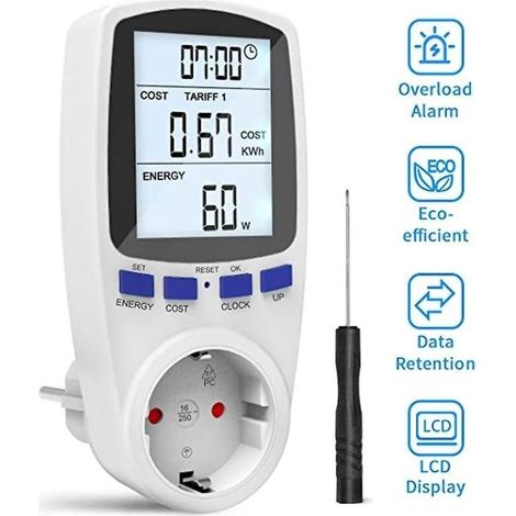 Testeur et détecteur de tension, grand écran LCD, protection contre les surcharges 3680W, compteur intelligent avec 7 modes, avec un tournevis (1/4)