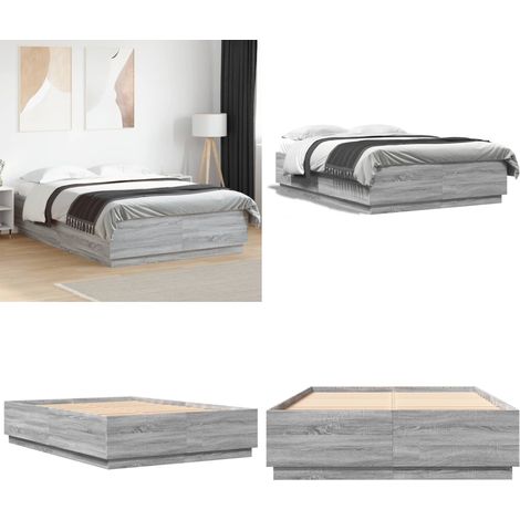 Estructura de cama madera de ingeniería gris Sonoma 140x200 cm - Estructura de cama - Cama gris