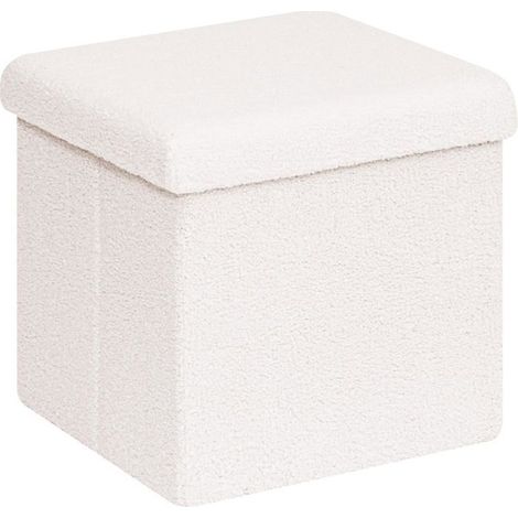 Pouf Cube De Rangement Pliable En Tissu Bouclé,Tabouret Rembourré,Repose-Pieds Et Coffre Pour Salon,Chambre Et Couloir,38X38[CA99] (1/5)