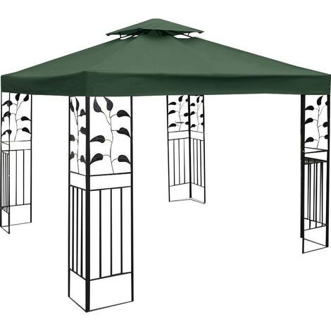 COSTWAY Pavillondach Ersatzdach Pavillonplane Dachabzug Kaminabzug Dachplane für Pavillon 3x3M Grün (1/4)