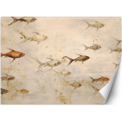 Fototapete Fische auf beigem Hintergrund 100x70 cm (1/5)