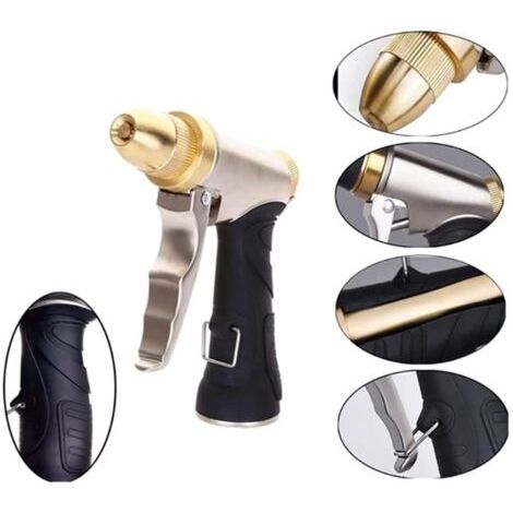 Pistolet de jardinage avec buse en laiton, robuste, haute pression, réglable de la pulvérisation à la brume, pour le nettoyage des voitures et des animaux domestiques et le nettoyage du jardin/de la r (1/5)
