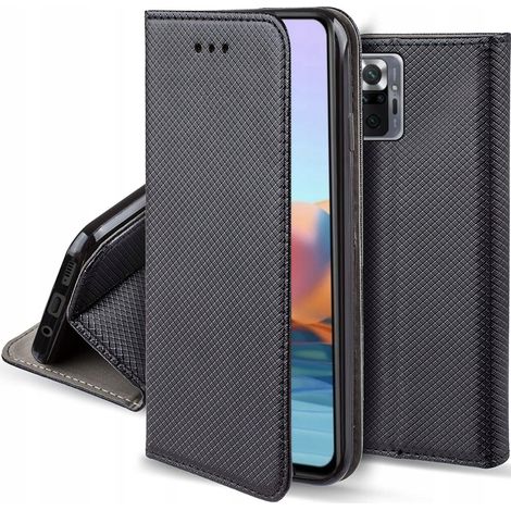 Étui à rabat pour Xiaomi Redmi Note 10 Pro Pocket, noir + verre 9H (1/5)
