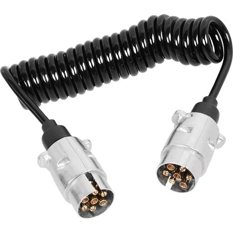 Rallonge Remorque 7 Broches, 12V Faisceau Câbles D'extension 3M/9.84FT Spirale Câble Remorque avec Adaptateur Prise Mâle 7-7 Fils pour Caravane Camion RV Tracteur Véhicules Agricoles (1/5)