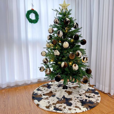 Ardoise De Sapin De Noël - Imprimé Vache Rustique - Diamètre 122 Cm - Pour Arbre Artificiel Ou Naturel - Décoration Hivernale - 1 Pièce (1/5)
