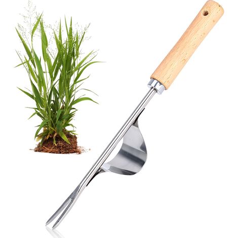 Désherbeur Manuel avec Manche Mesuré - Râteau Sarcleur Extracteur Mauvaises Herbes - Couteau Désherbant pour Creuser, Sarcler, Planter (Z)