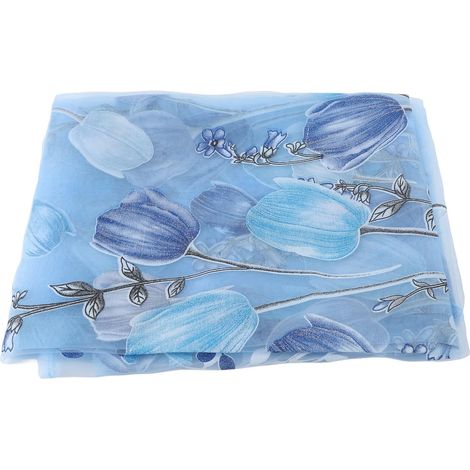 Sheer voile curtains with colorful tulip print, 100x200cm window drapes for bedroom, living room, balcony, decor (1/5)