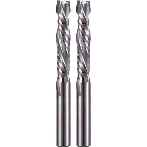 Lntyq – Lot de 2 fraises hélicoïdales de compression 6 mm – Tige 6 mm – Longueur de coupe 32 mm – Pour bois dur et acrylique – Haute précision CNC (1/5)
