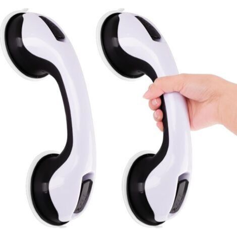 2 poignées de douche à ventouse, barres d'appui antidérapantes pour salle de bain, poignée de sécurité portative, noir (1/5)