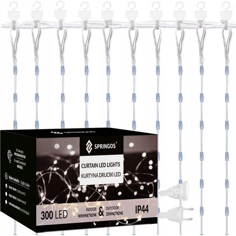 TENDA LUMINOSA 300 LED 3x3m a corrente BASTONCINI LUCI GIRLANDA TELECOMANDO FILO METALLICO
