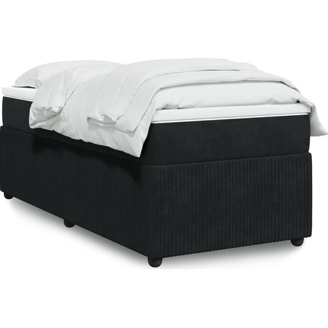 Lit simple - 100x200 cm, Sommier à lattes de lit avec matelas Noir Velours WFE809929 DESIGN IN (1/5)