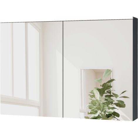 BERNSTEIN - Mobile bagno sospeso Rovere miele 100x18x70cm (LxPxA) 2 ante a specchio, illuminazione LED, ripiani in vetro - SOLO	Antracite opaco