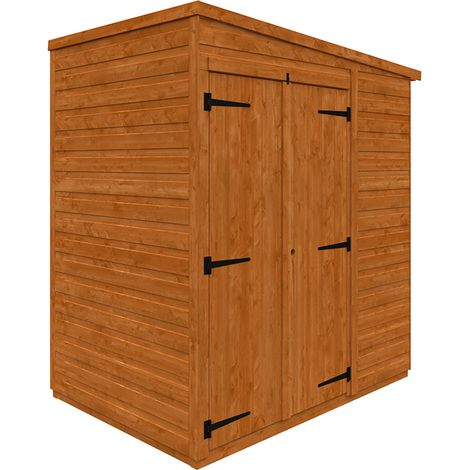 4x6 Flex Pent Double Door Windowless 12mm Flex - L123.8 x W175 x H203 cm - Solid Wood/Softwood/Pine - Burnt Orange