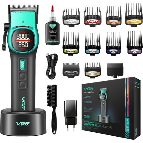 885C Tondeuse Cheveux Hommes Avec 21 Vitesses Réglables  Tondeuse Cheveux Sans Fil Avec Lames En Céramique DLC, Tondeuse De Coupe Avec Station De Charge Magnétique, Écran LED, Vert (1/5)