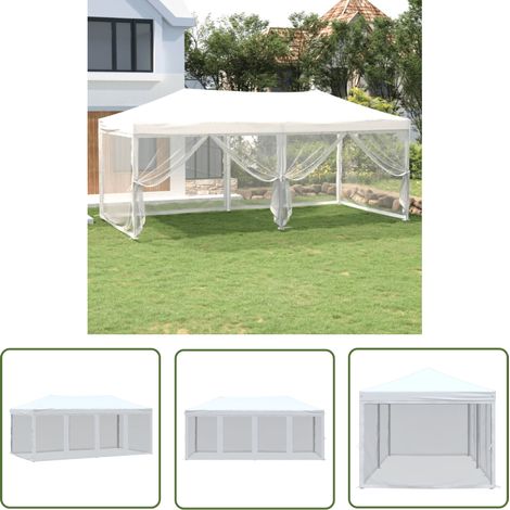 The Living Store Tente de réception pliable avec parois Blanc 3x6 m - Tents De Jardin - Abri Jardin - Gazebo - Parasol - Chapiteau Pliables (1/5)