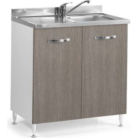 KÜCHENGRUNDSET UNTERSPÜLE 80X50X85H 2 TÜREN FINISH LÄRCHE GRAU