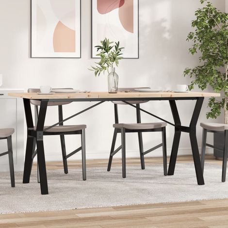 Esstisch Y-Gestell 140x80x75,5 cm Massivholz Kiefer & Stahl