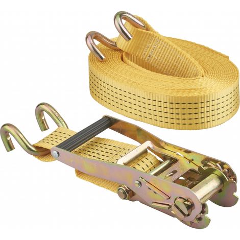 Cinghia a cricchetto, 8m, cricchetto, ganci JJ, giallo - THIRARD