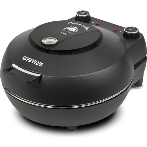G3 Ferrari G10199 Pummarola Horno para Pizza, Hasta 420 °C, 1200W, Piedra Refractaria, Paredes Frías, Palas Inox, Recetario Incluido, Indicador de Temperatura, Cierre Amortiguado, Negro Mate