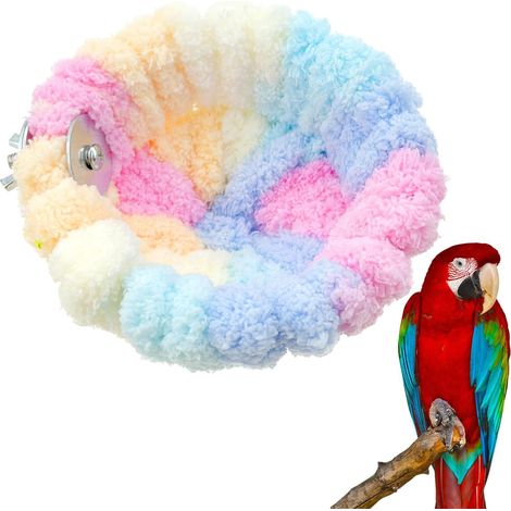 1PCS Colorful Bird Nest for Cage,Plush Hanging Bird Bed for Parakeet,Coral Fleece Bird Bed Portable Plush Parrot Nest Warm Soft Cozy Bird Bed Bird Cage Accessories Swing for Parakeet Small Pets (1/5)