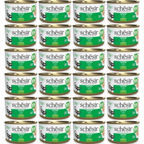 SCHESIR Comida húmeda para gatos adultos en gelatina Filetes de pollo 70 g