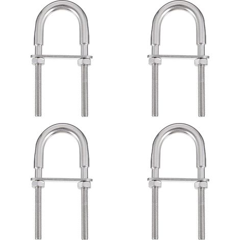 U-bolt - M6 x 90 mm - Acier Inoxydable 304 - Pour Fixation Marine, Remorquage et Équipement Nautique - Lot de 4