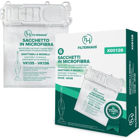 6PZ SACCHETTI ASPIRAPOLVERE FOLLETTO VK 135 VK 136 in stoffa