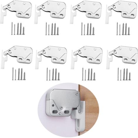 Verrou à ressort pour porte de placard, verrou à pression, mini verrou à ressort, mini verrou avec vis, verrou à ressort pour armoires et placards (1/5)