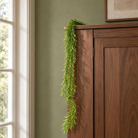 100cm Artificial Trailing Rhipsalis Hanging Plant Light Green Tips (1/5)