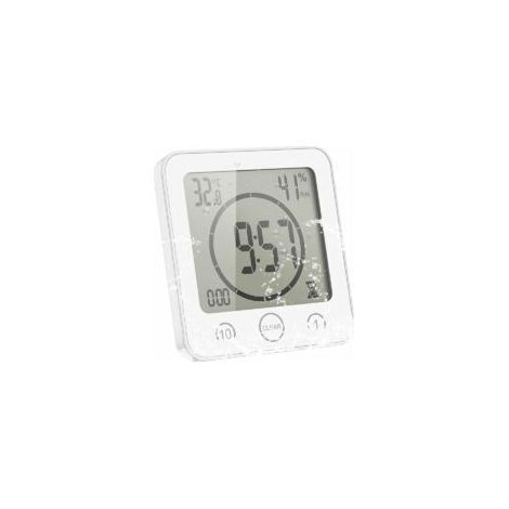 Orologio da bagno, sveglia digitale LCD con touch screen impermeabile, display di temperatura e umidità, conto alla rovescia, 3 metodi di montaggio, alimentazione a batteria (bianco) - Crezuo