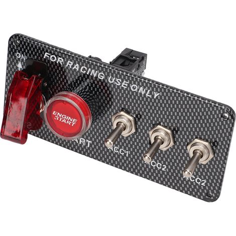 Startknopf-Wippschalterpanel für Automotoren, 12 V, 40 A, Carbon-Optik, universell, Plug & Play (1/5)