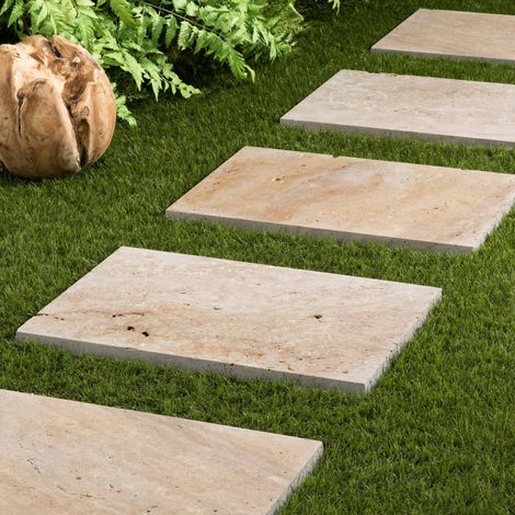 Pas japonais Rectangle Travertin Beige Nuancé 61x40,6x3 cm (à l'unité) - RO'MA NATURE (1/5)