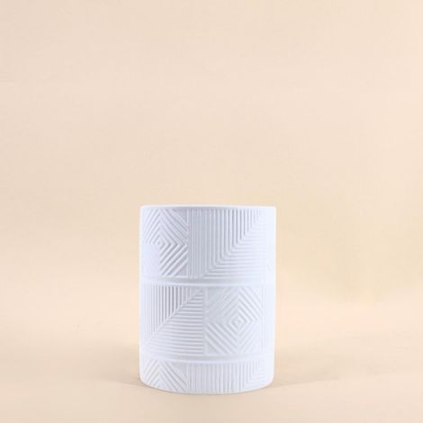 Cache-pot strié en dolomite blanc 12,5cm