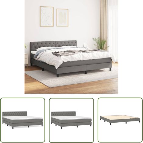 The Living Store Boxspringbett mit Matratze Dunkelgrau 160x200 cm Stoff - Boxspringbett - Doppelbett - Bettenrahmen - Matratze - Schlafsystem (1/5)