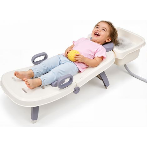 Chaise shampoing pour enfants - chaise de shampooing réglable pour tout-petits - longueur réglable, Siège de douche pliable, 114×41.5×30cm - Convient aux enfants âgés de 1 à 16 ans (1/5)