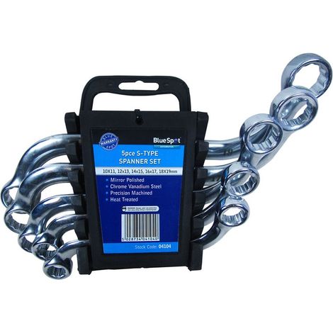 Blue Spot Tools 5 Piece Chrome Vanadium Metric S Type Spanner Set (10-19MM)