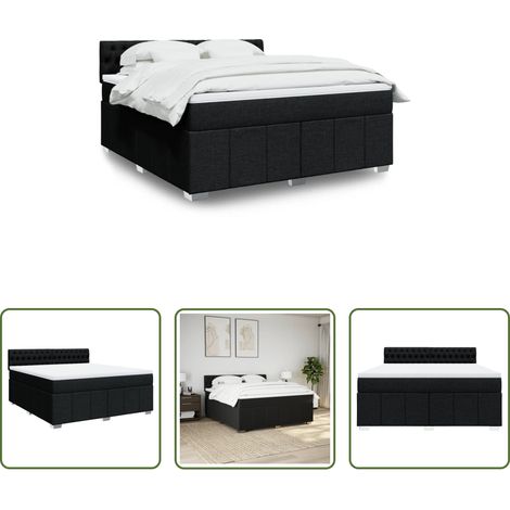 Matratze - Boxspringbett mit Matratze Schwarz 180x200 cm Stoff (1/5)