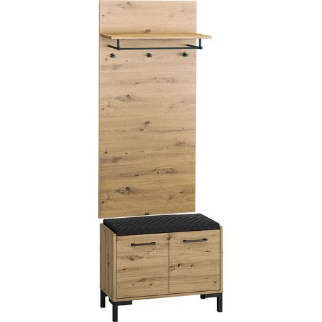 Mueble de entrada perchero y zapatero 2 puertas Liora Madera (1/4)