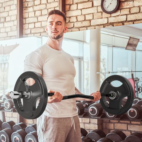 Barre Poids 120 Curl Ez Boucles Charge Disques Acier Noir Argent 100 kg (1/4)