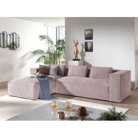 Stella – ecksofa – cordsamt – 4-sitzer – moderner stil – links - rosa